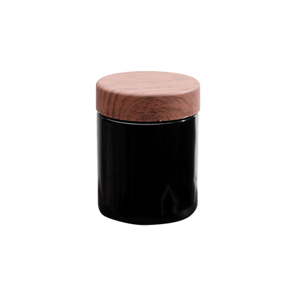 Black Glass Jar - Redwood Lid