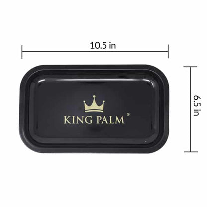 King Palm Metal Rolling Tray - Black - Medium (10.5 x 6.5 Inch)