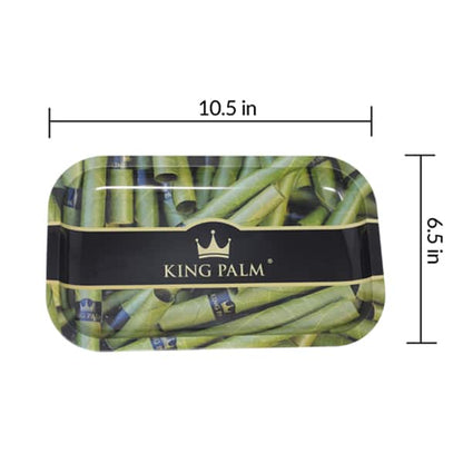 King Palm Metal Rolling Tray - Green - Medium (10.5 x 6.5 Inch)